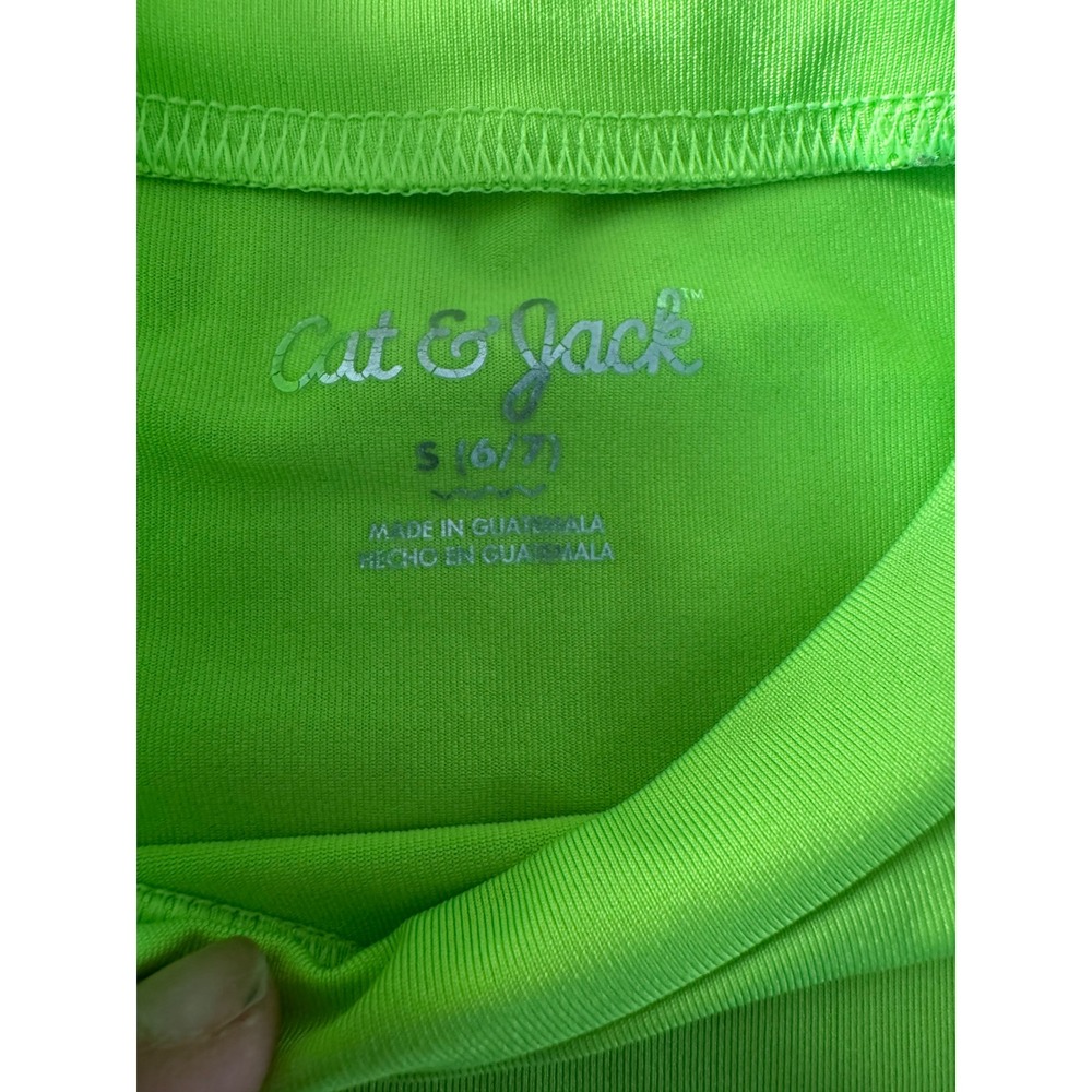 Cat Jack Kids Long Sleeve Neon Green Athletic Top Size S - Picture 2 of 4